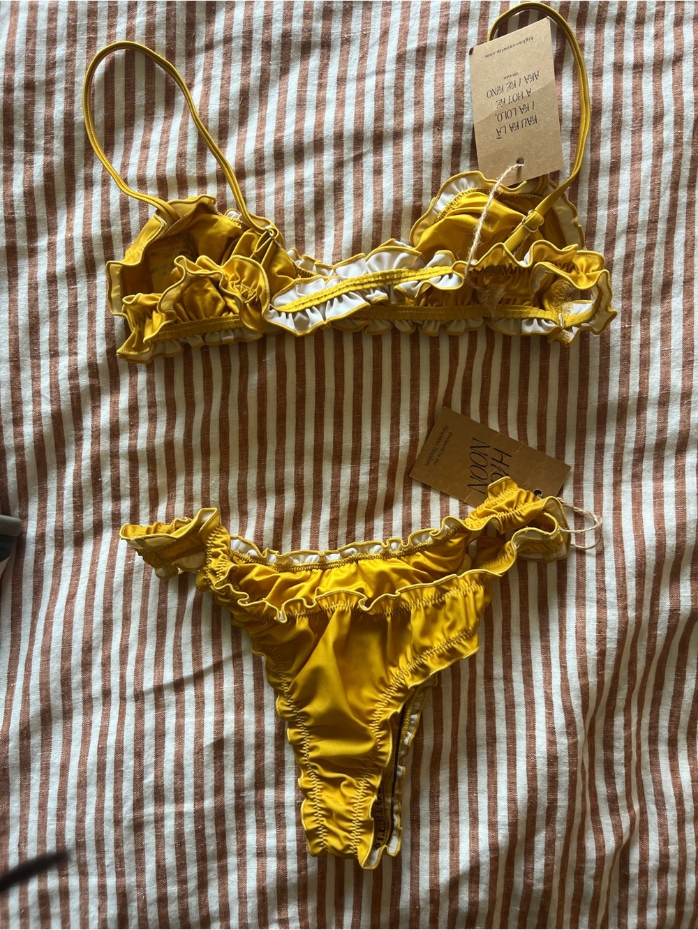 High Noon Mustard Yellow Ruffled Bikini Set - Picture 2 of 4